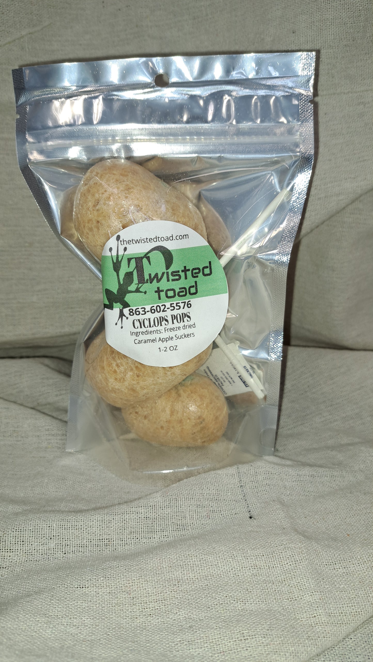 Freeze-dried "Cyclops Pops" Caramel Apple