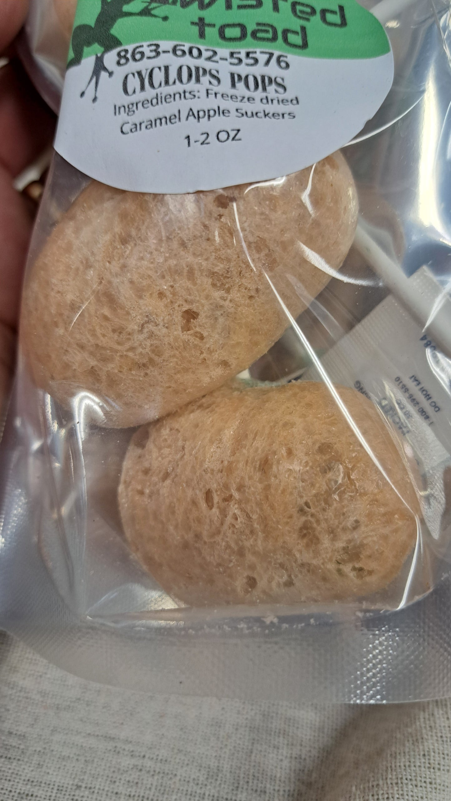 Freeze-dried "Cyclops Pops" Caramel Apple