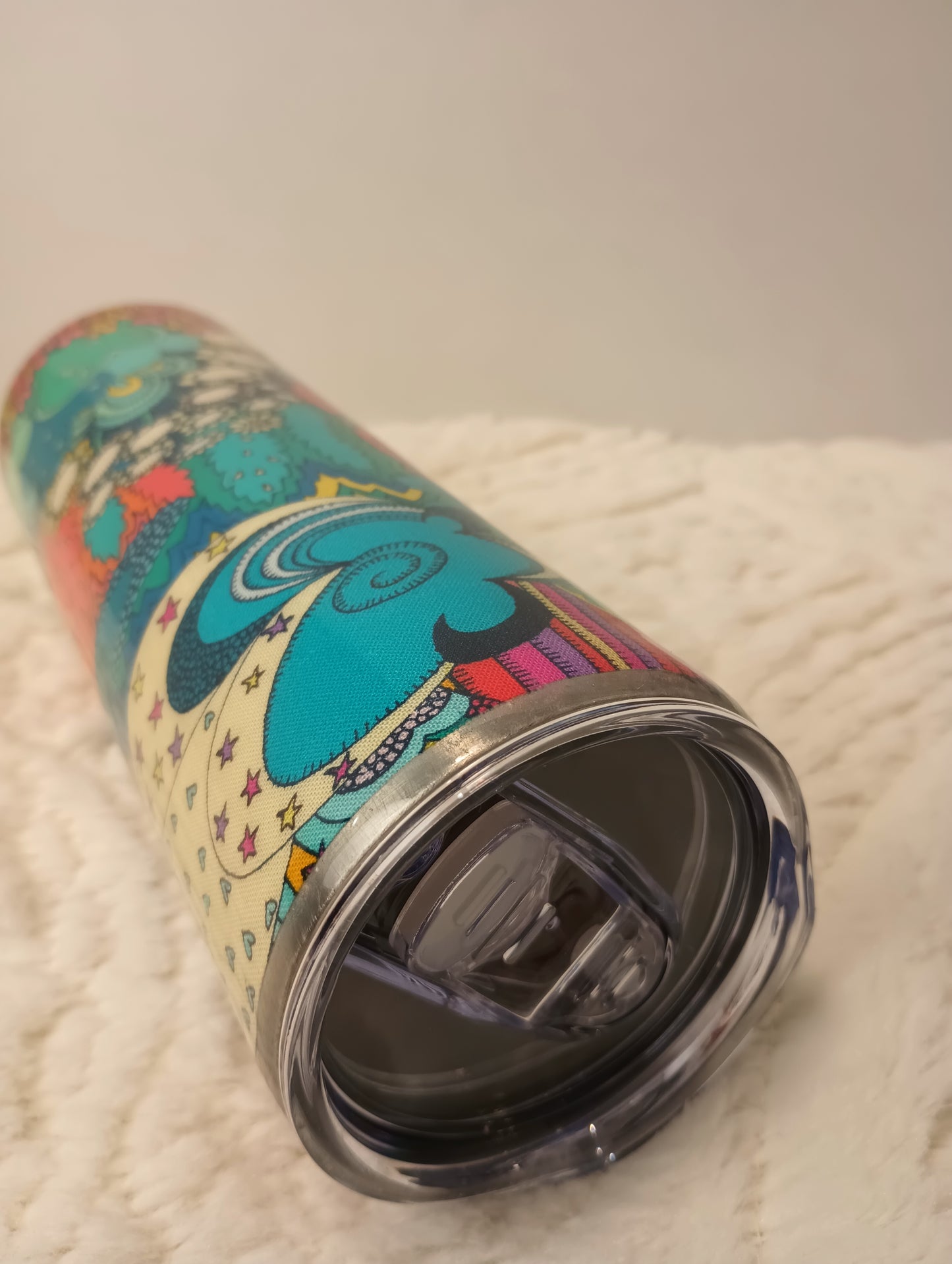 Colorful design with heart, Flower, bright colors fun drink tumbler