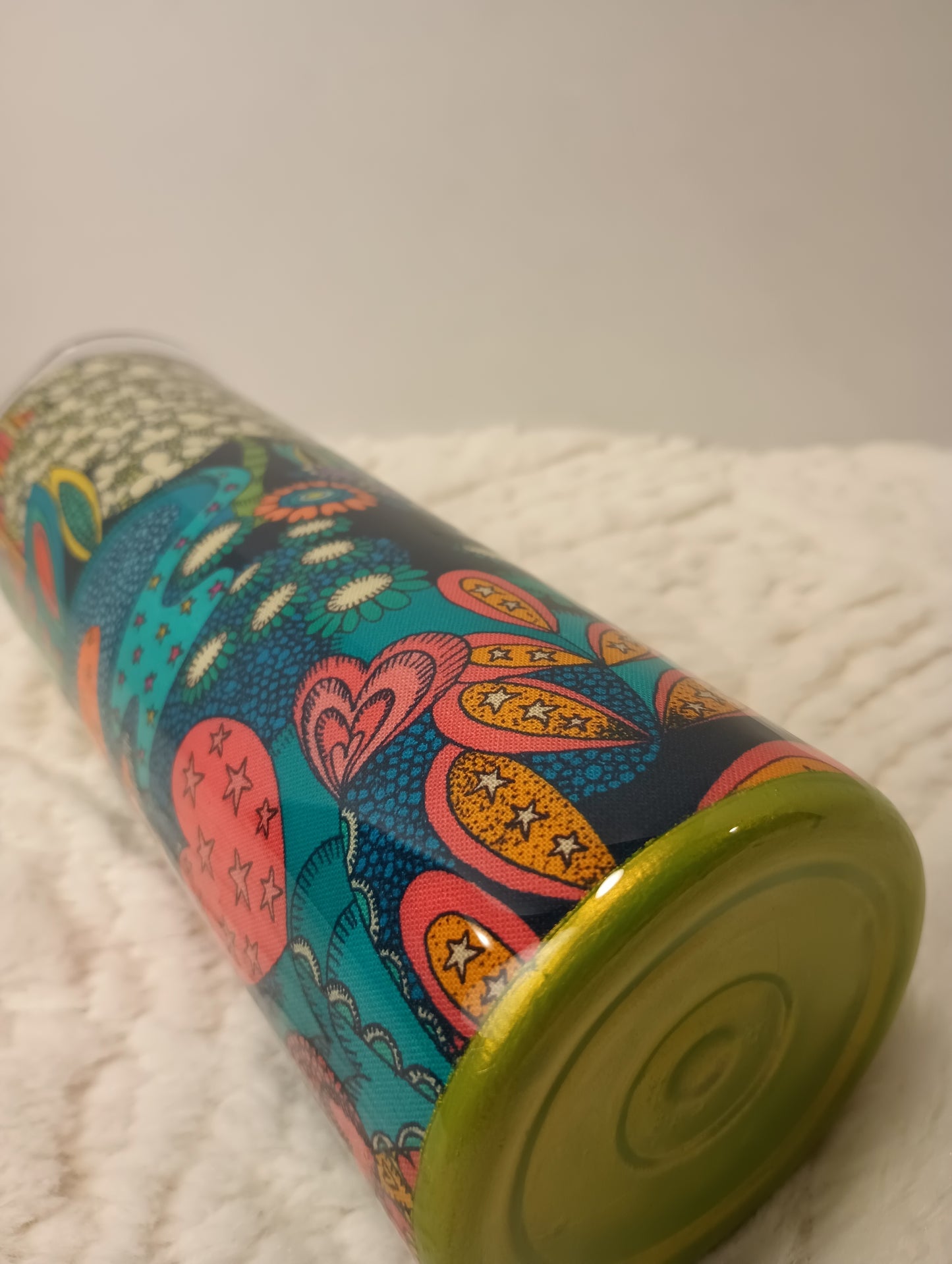 Colorful design with heart, Flower, bright colors fun drink tumbler