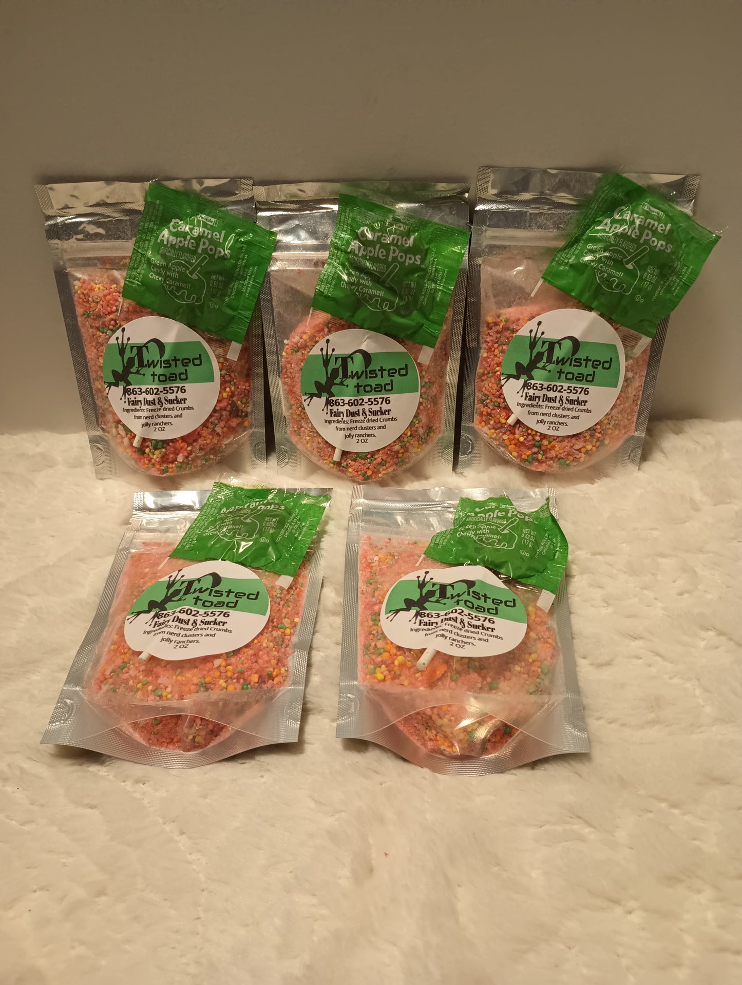 Fairy Dust and Sucker (freeze-dried powder from our freeze-dried candies and a sucker)