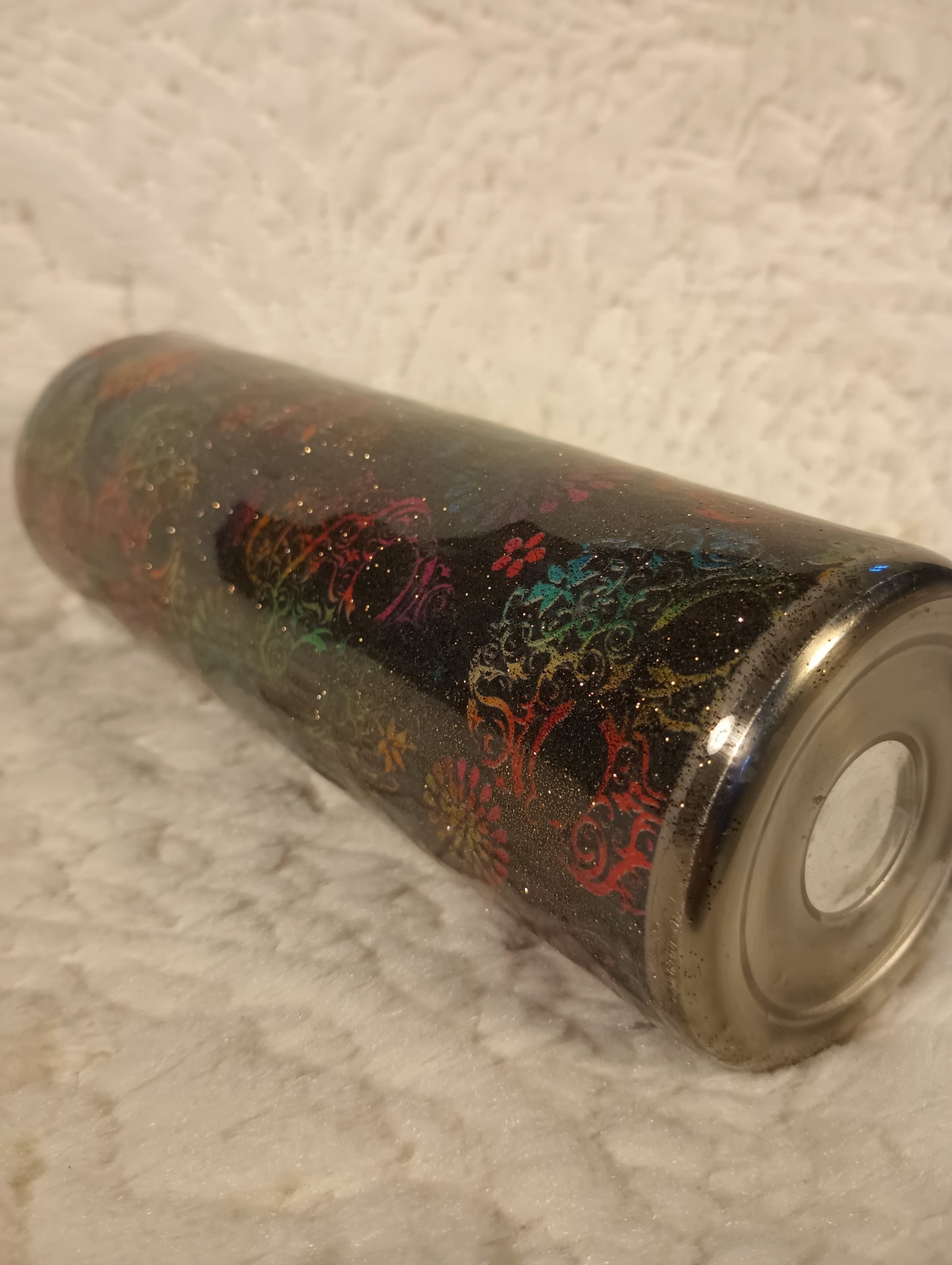 30 oz. Sugar Skull Glitter Rainbow day of the dead drink tumbler