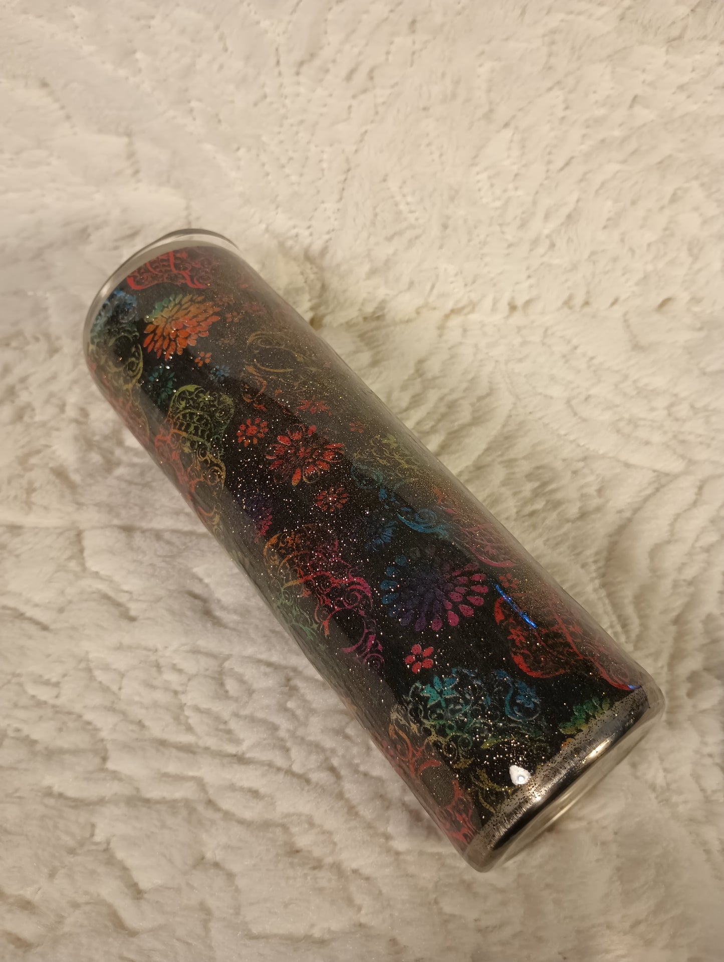 30 oz. Sugar Skull Glitter Rainbow day of the dead drink tumbler