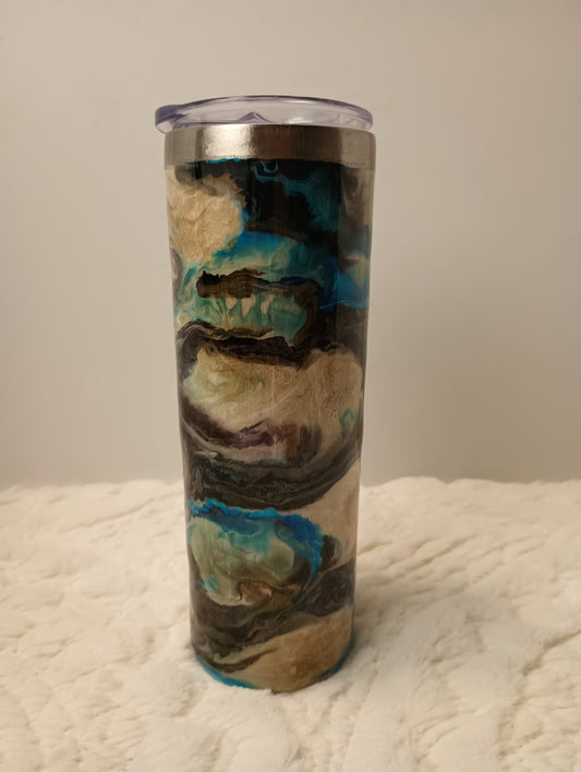 20 oz. Very Unique design clouds ocean mountains abstract drink tumbler