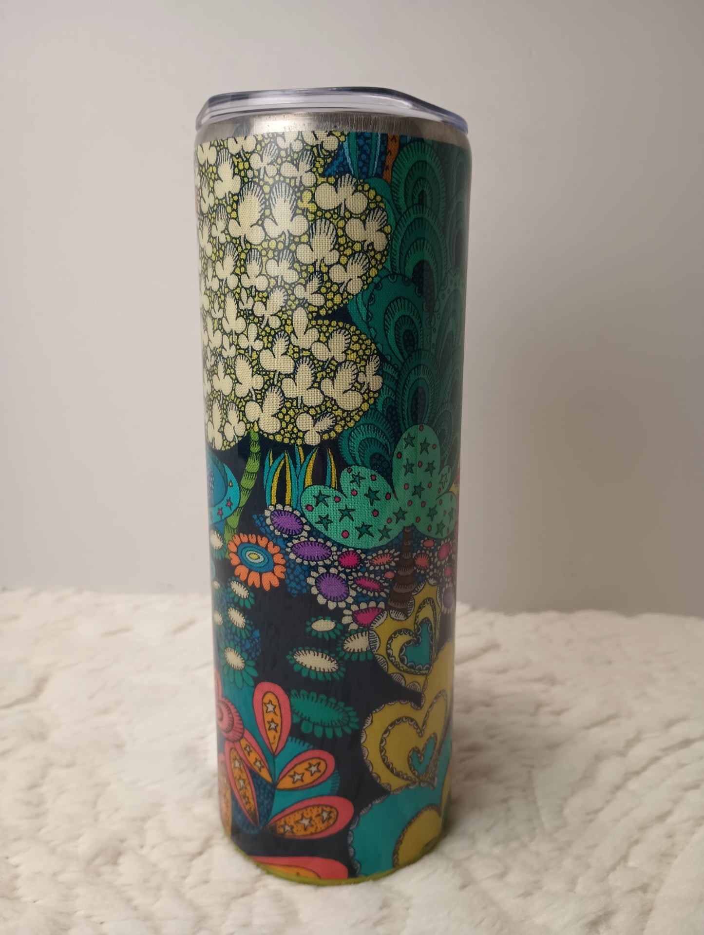 20 oz. colorful design with heart, Flower, bright colors fun drink tumbler