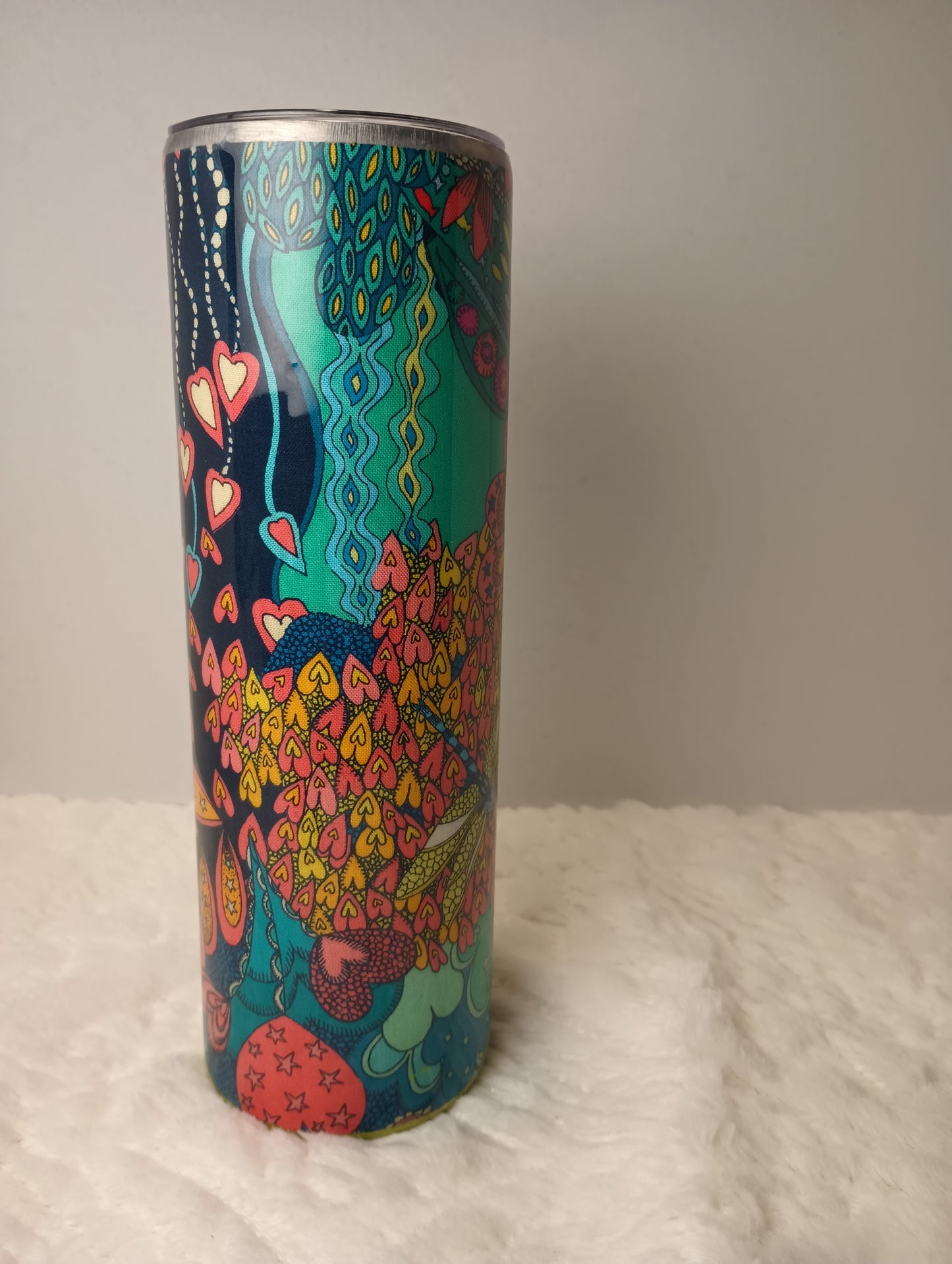 30 oz. colorful design with heart, Flower, bright colors fun drink tumbler