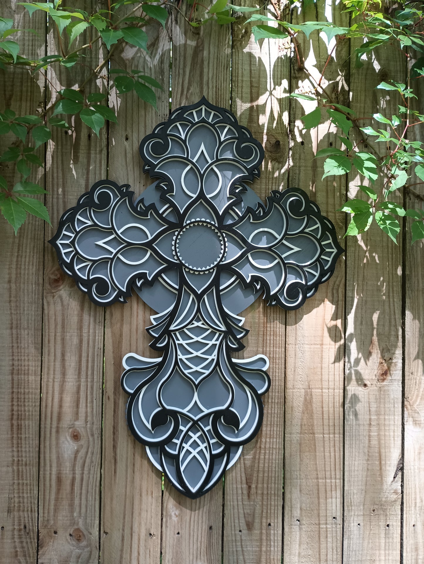 Layered Wooden Cross 26" tall and 19" wide!  3 layers Laser Cut