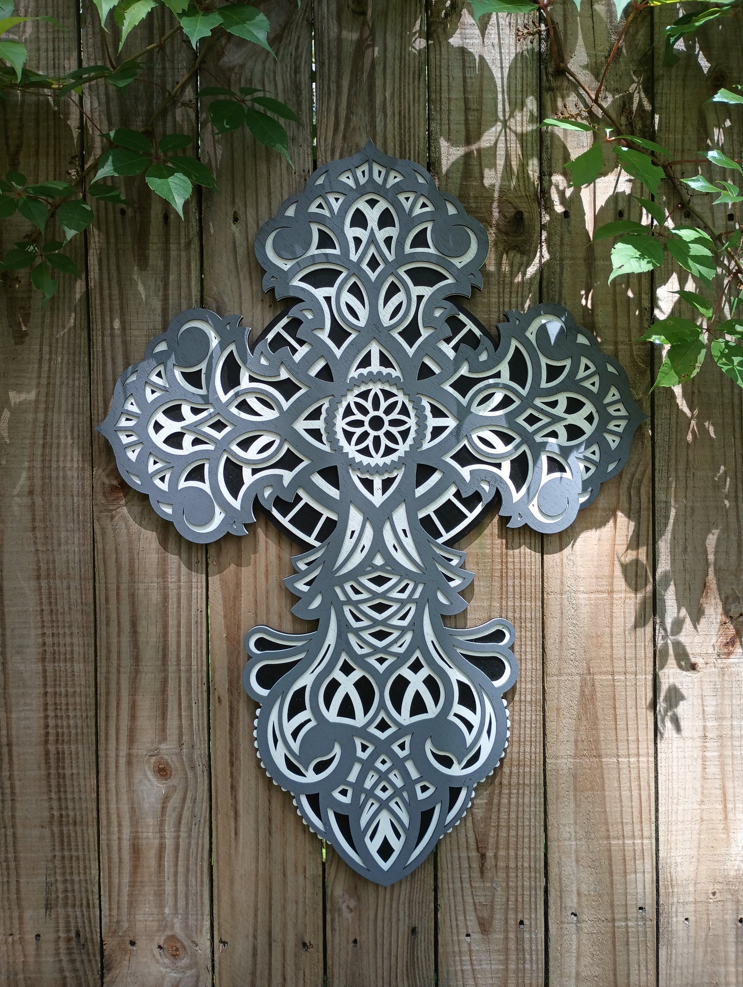 Layered Wooden Cross 26" tall and 19" wide! 3 layers Laser Cut