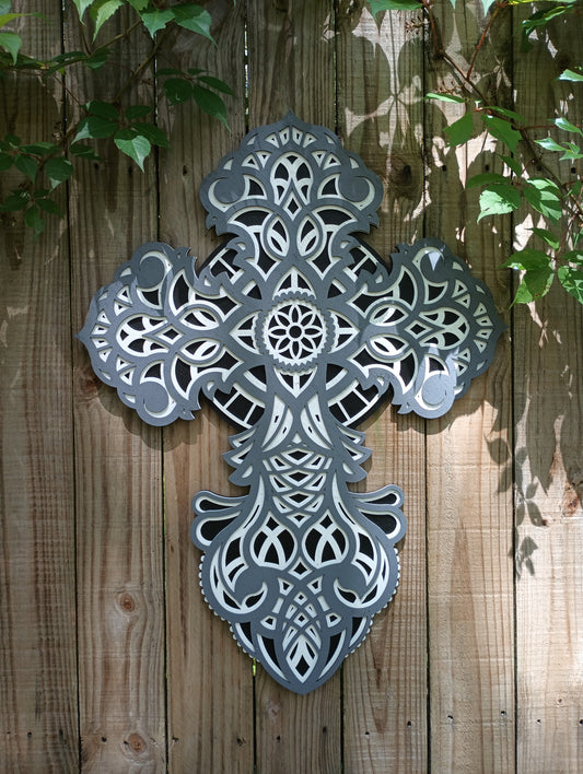 Layered Wooden Cross 26" tall and 19" wide! 3 layers Laser Cut