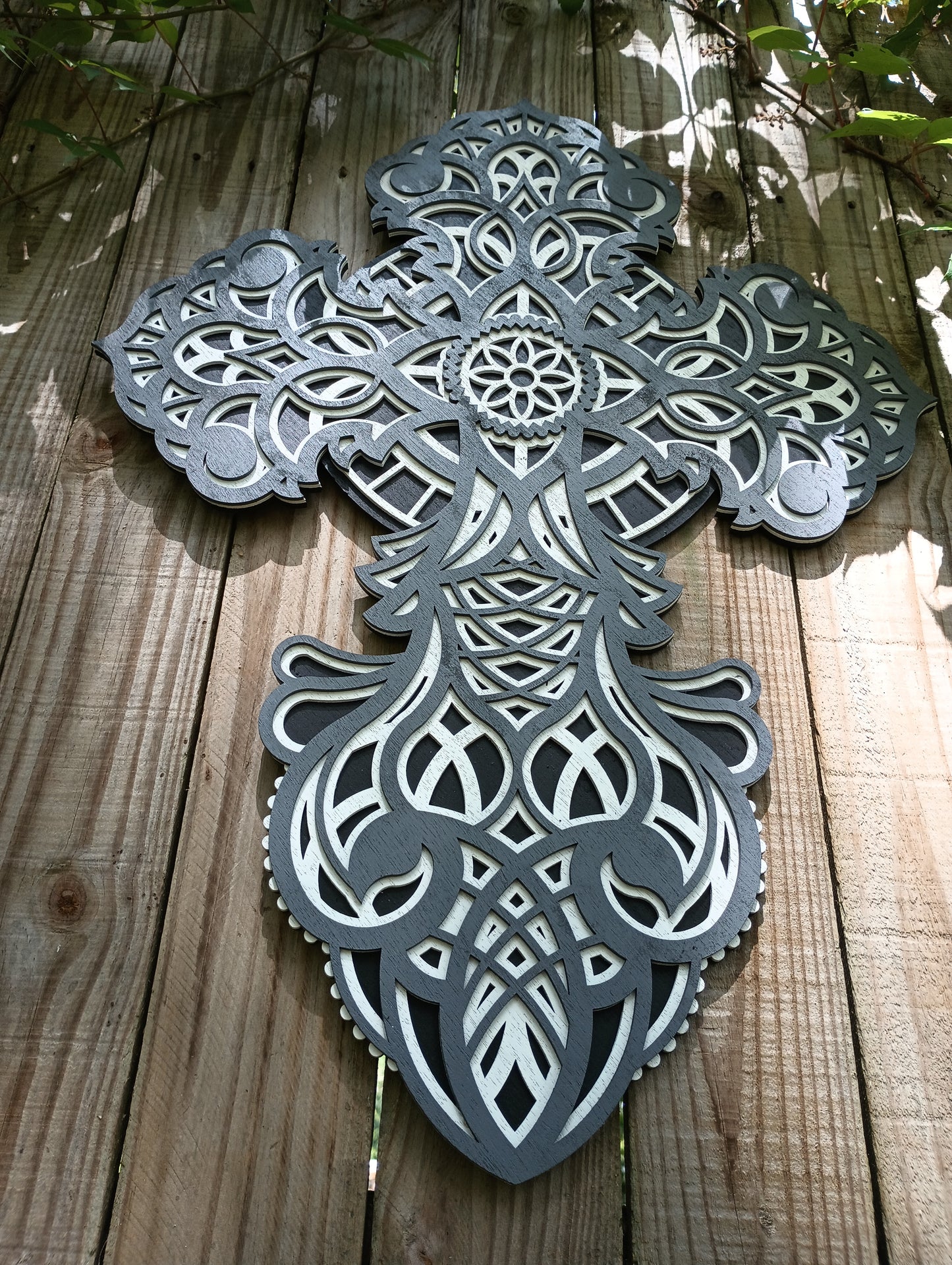 Layered Wooden Cross 26" tall and 19" wide! 3 layers Laser Cut