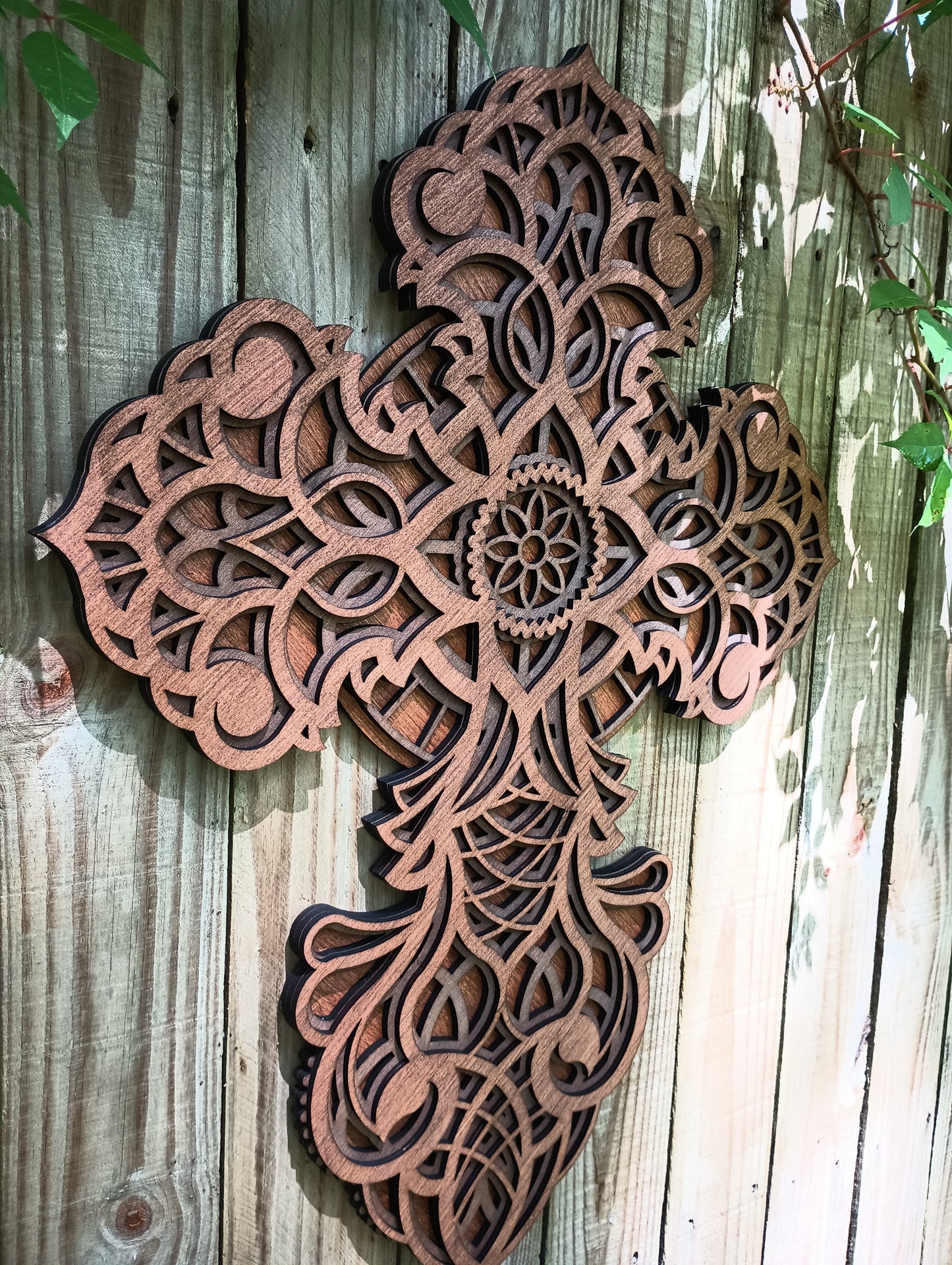 Layered Wooden Cross 26" tall and 19" wide! 3 layers Laser Cut