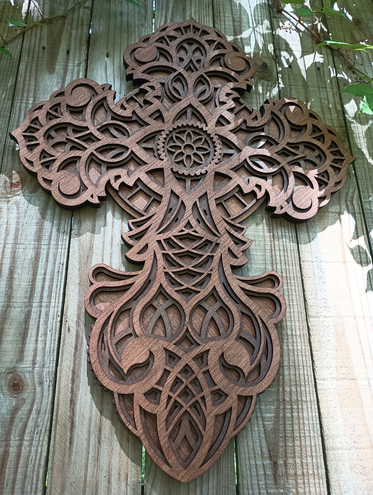 Layered Wooden Cross 26" tall and 19" wide! 3 layers Laser Cut