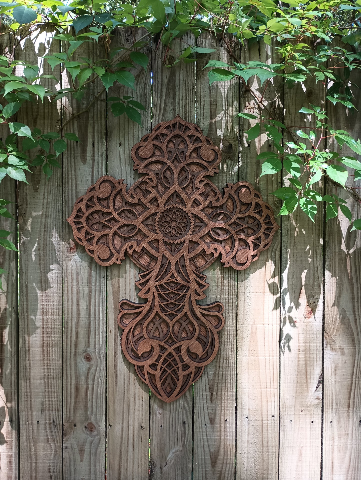 Layered Wooden Cross 26" tall and 19" wide! 3 layers Laser Cut