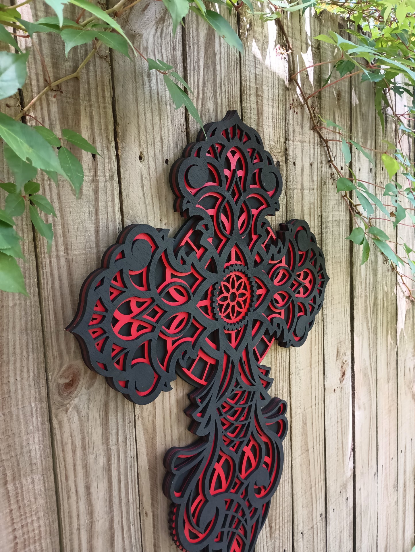 Layered Wooden Cross 26" tall and 19" wide! 3 layers Laser Cut