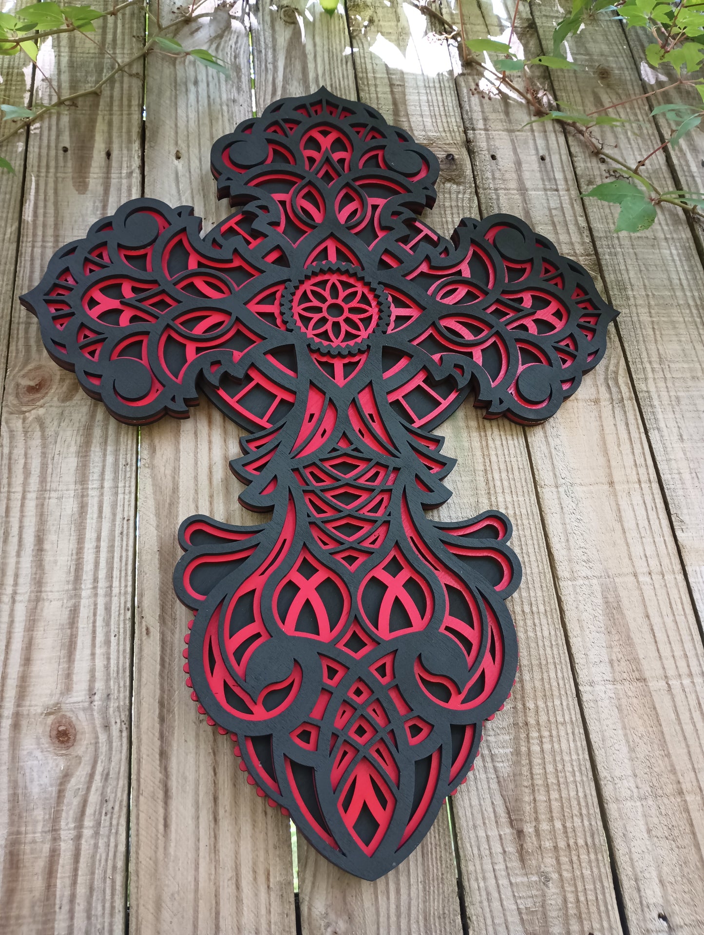 Layered Wooden Cross 26" tall and 19" wide! 3 layers Laser Cut