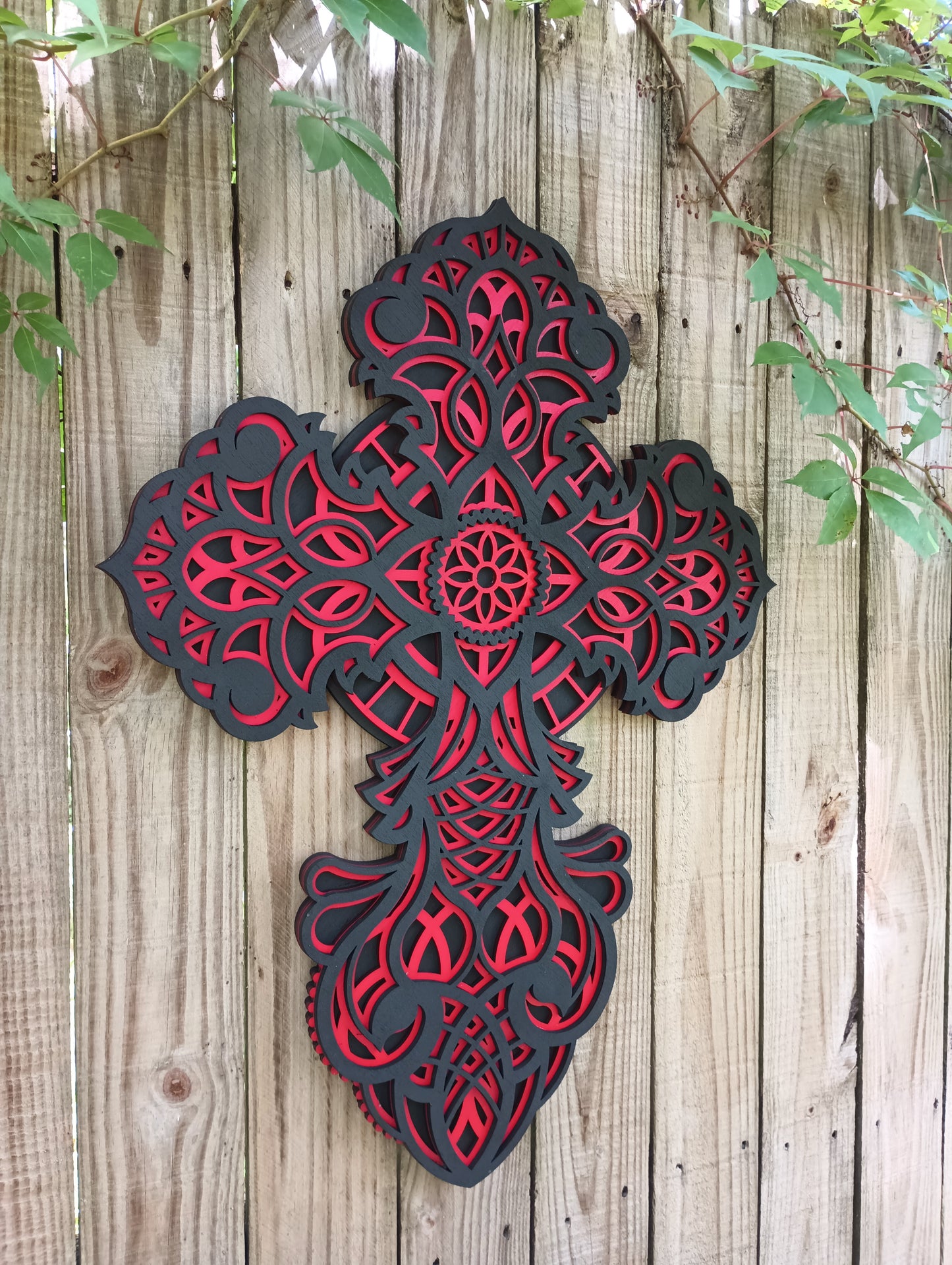 Layered Wooden Cross 26" tall and 19" wide! 3 layers Laser Cut