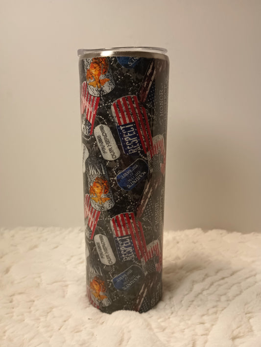 30 oz. military flag dog tags honor respect commitment design unique drink tumbler