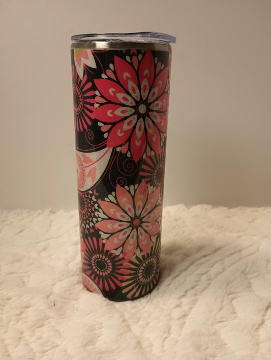 20 oz. Pretty Flower design unique drink tumbler