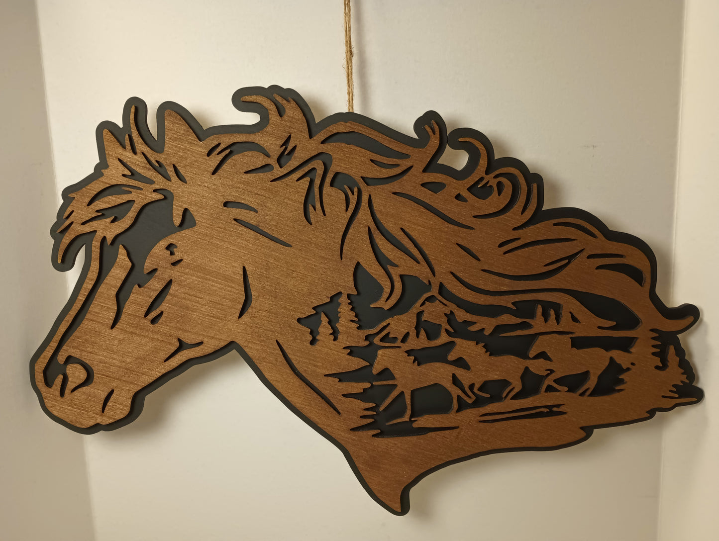 Layered Wooden Horse with inside picture - 2 layers - Laser Cut