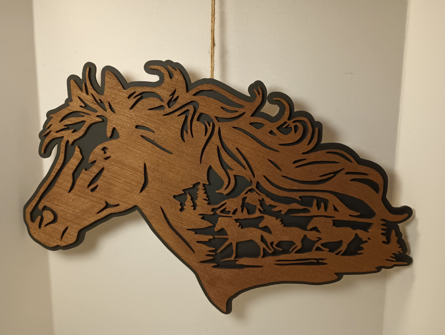 Layered Wooden Horse with inside picture - 2 layers - Laser Cut