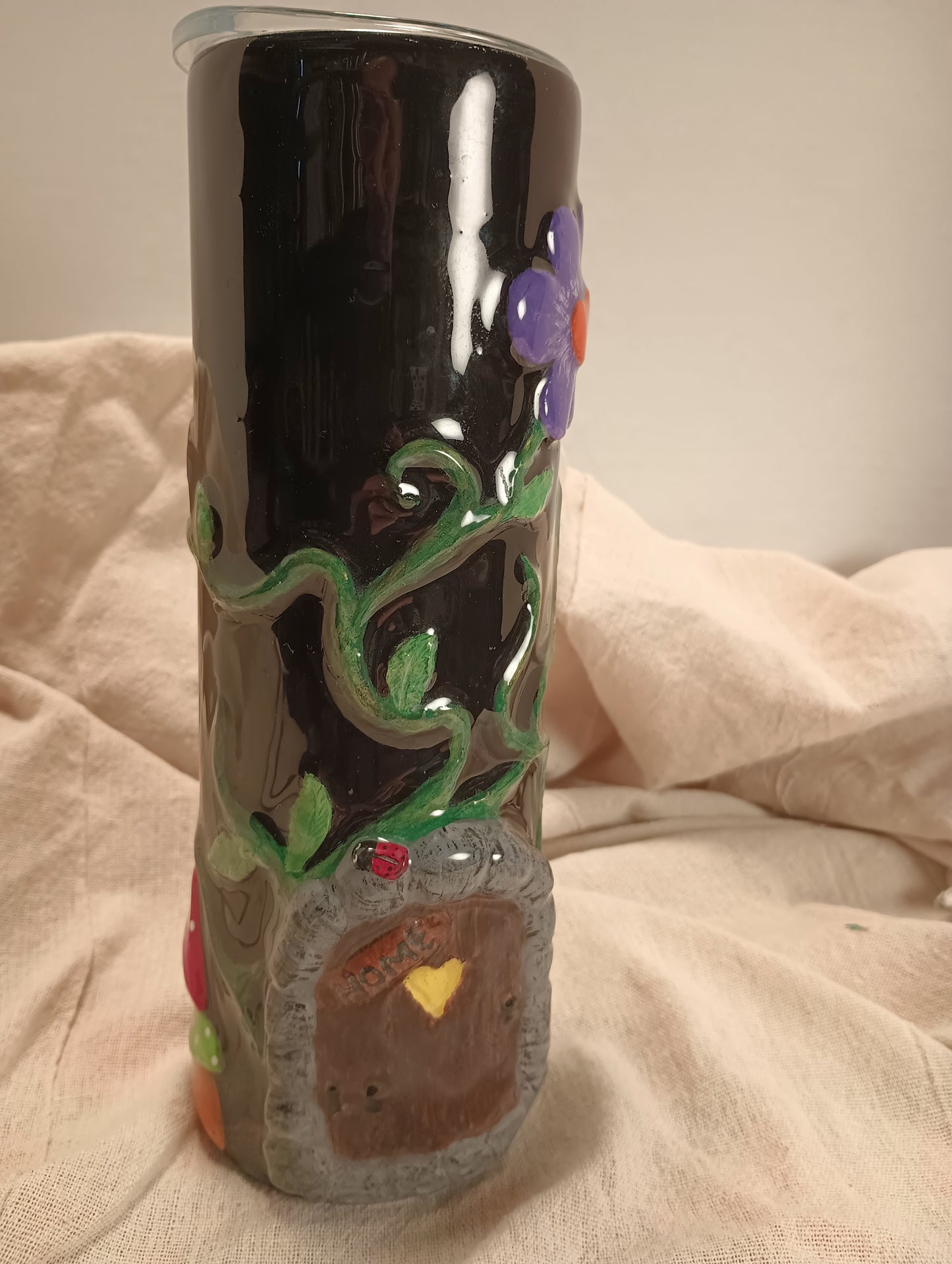 30 oz Hobbit Door with vines 3-D Tumbler with one-of-a-kind pattern